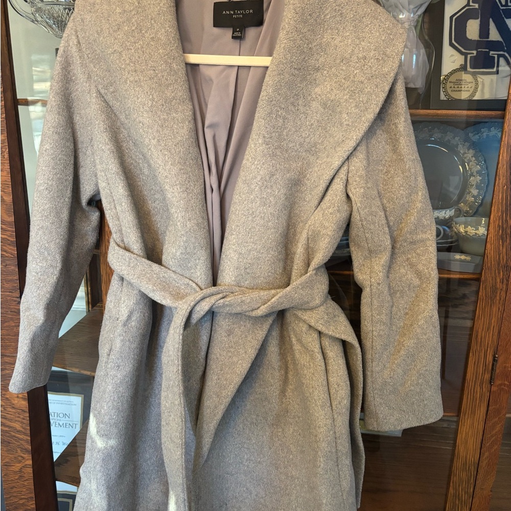Ann Taylor Petite Light Gray Wool Coat